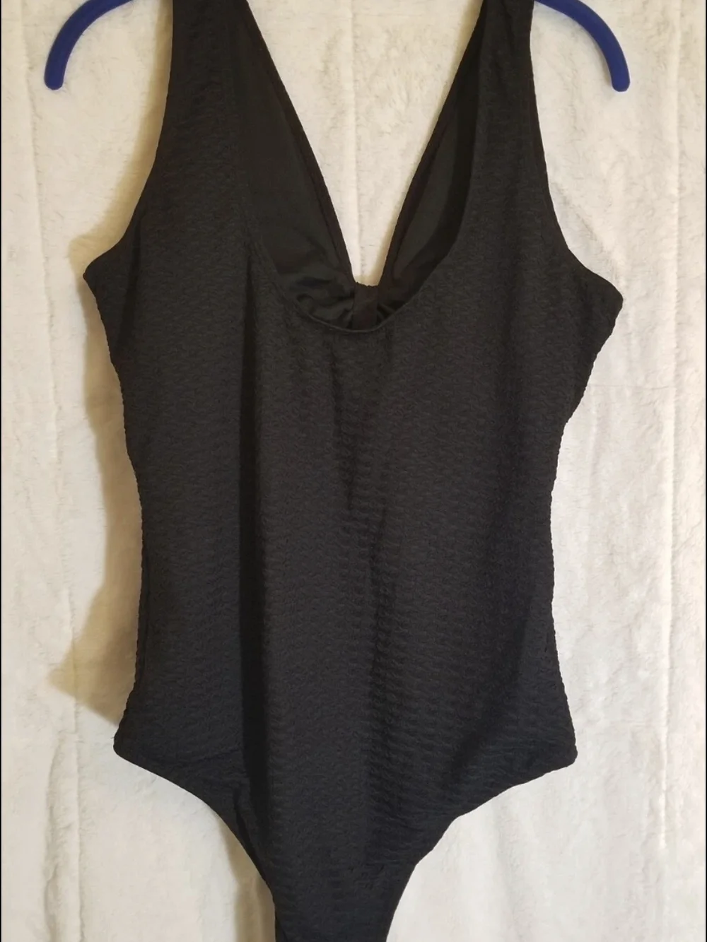 SHEIN Black Textured One-Piece Swimsuit with Front Tie - Picture 8 of 10